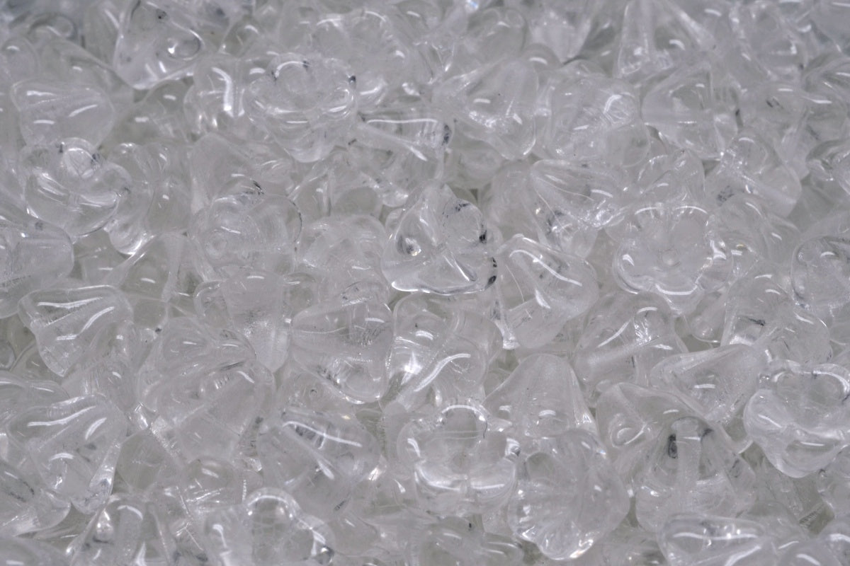 Bell Flower Beads, Crystal (00030), Glass, Czech Republic