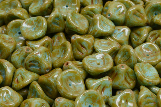 Daylily Flower Beads, Blue Travertin (63020-86800), Glass, Czech Republic