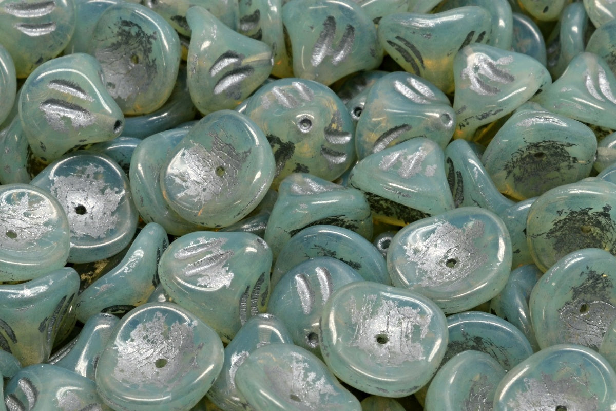 Daylily Flower Beads, Opal Yellow Silver Lined (81000-54301), Glass, Czech Republic
