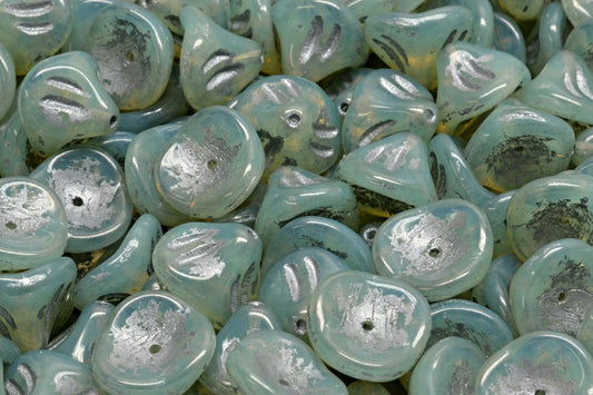 Daylily Flower Beads, Opal Yellow Silver Lined (81000-54301), Glass, Czech Republic