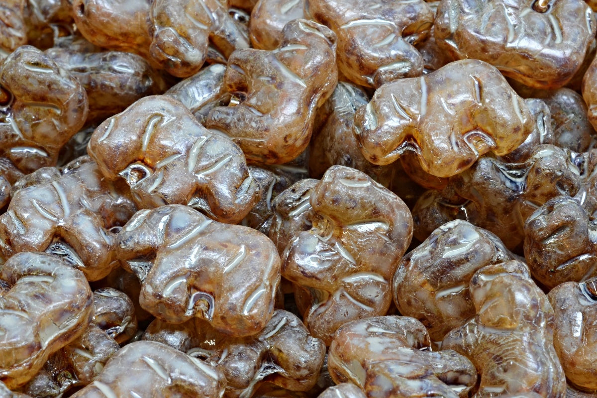 Elephant Beads, Crystal Travertin Beige Spotted (00030-86800-33312), Glass, Czech Republic