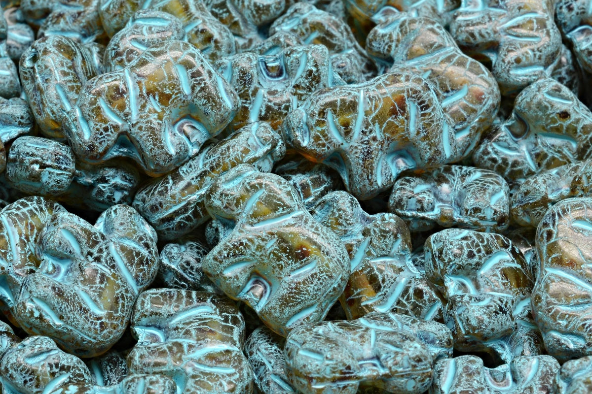 Elephant Beads, Crystal Travertin Light Blue Lined (00030-86800-54308), Glass, Czech Republic