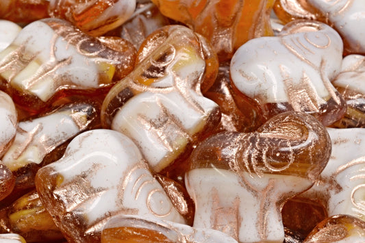 Elephant Beads, Mix White Topaz Amber Copper Lined (06108-54307), Glass, Czech Republic