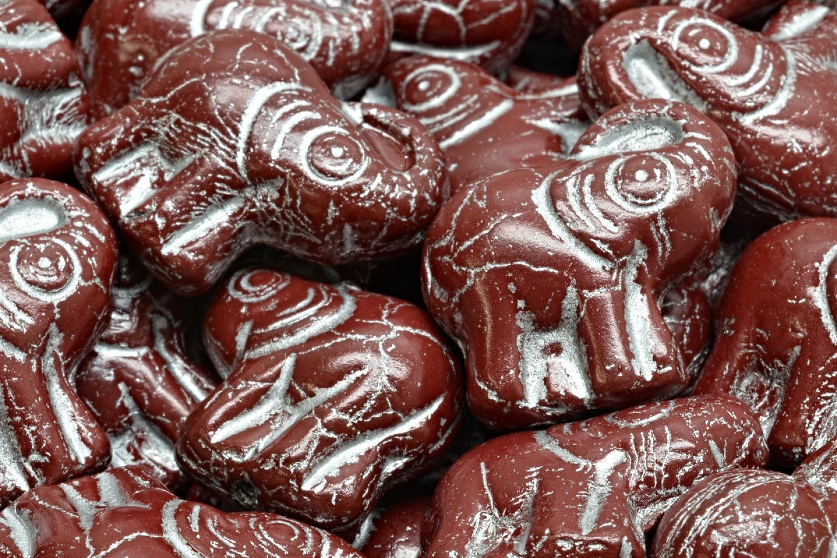 Elephant Beads, Brown Silver Lined (13500-54301), Glass, Czech Republic
