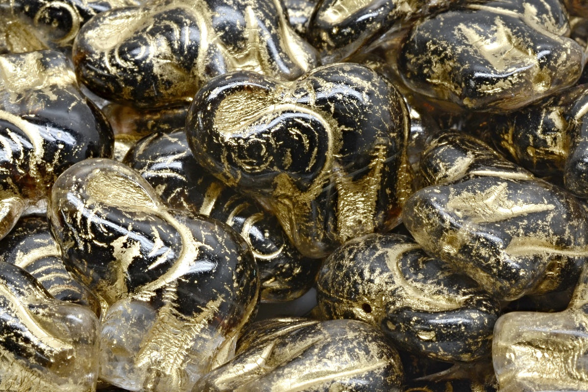Elephant Beads, 17006 Gold Lined (17006-54302), Glass, Czech Republic