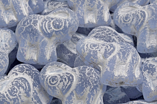 Elephant Beads, Transparent Light Amethyst Matte White Lined (20210-84110-46401), Glass, Czech Republic