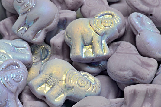 Elephant Beads, Silky Lavender Matte Ab (21350-84100-28701), Glass, Czech Republic