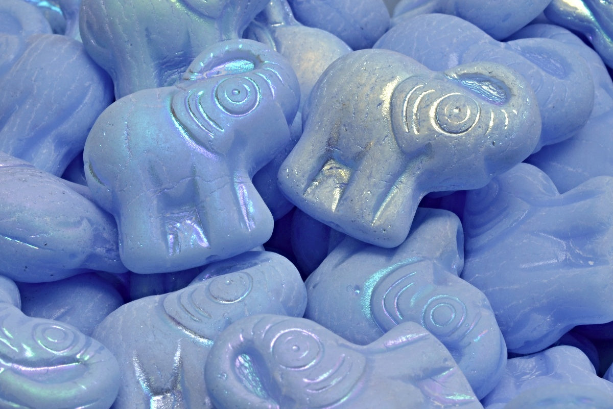 Elephant Beads, Opal Blue Matte Ab (31000-84100-28701), Glass, Czech Republic