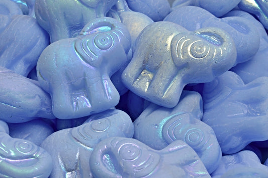 Elephant Beads, Opal Blue Matte Ab (31000-84100-28701), Glass, Czech Republic