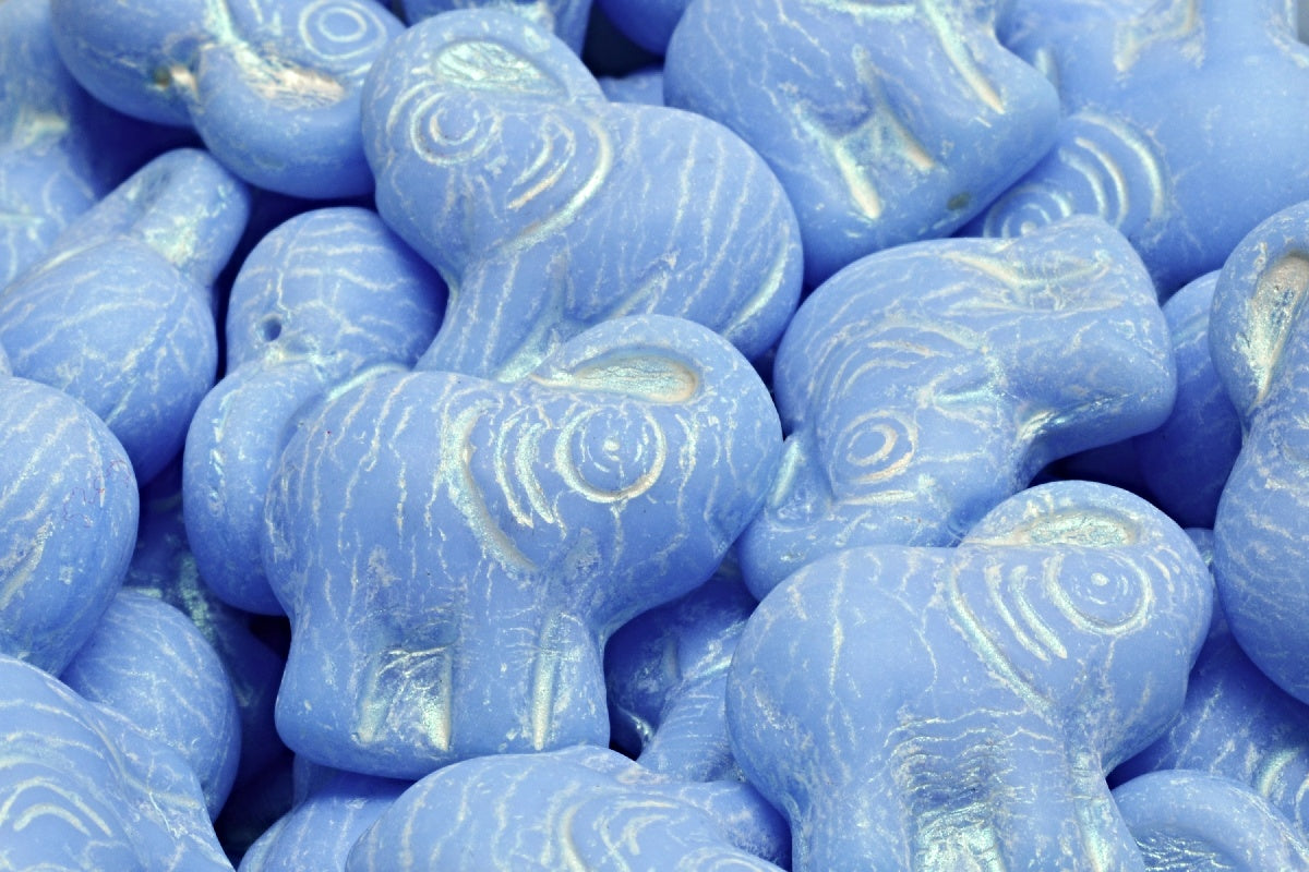 Elephant Beads, Opal Blue Matte 43801 (31000-84100-43801), Glass, Czech Republic