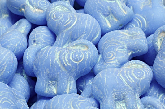 Elephant Beads, Opal Blue Matte 43801 (31000-84100-43801), Glass, Czech Republic
