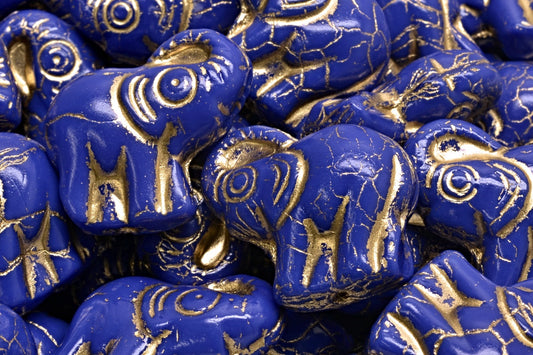 Elephant Beads, 32030 Gold Lined (32030-54302), Glass, Czech Republic