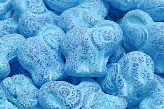 Elephant Beads, Opal Blue Matte Copper Lined (31000-84100-54307), Glass, Czech Republic