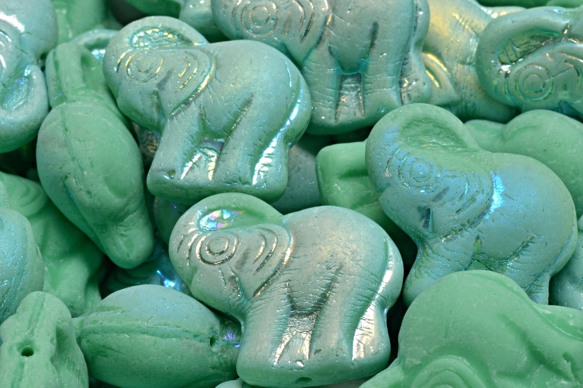 Elephant Beads, 51020 Matte Ab (51020-84100-28701), Glass, Czech Republic