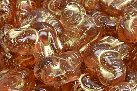 Elephant Beads, Transparent Pink Gold Lined (70110-54302), Glass, Czech Republic