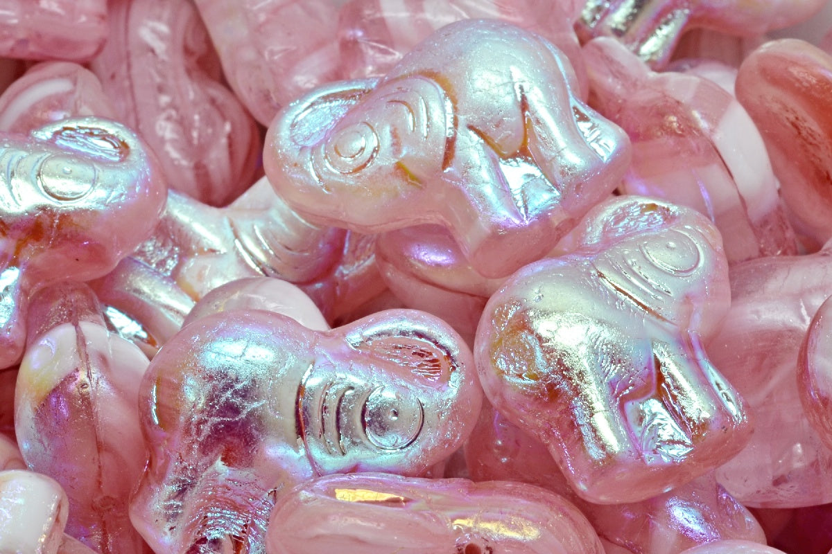 OUTLET 10 grams Elephant Beads, 20 x 21 mm, 75016 Ab (75016-28701), Glass, Czech Republic