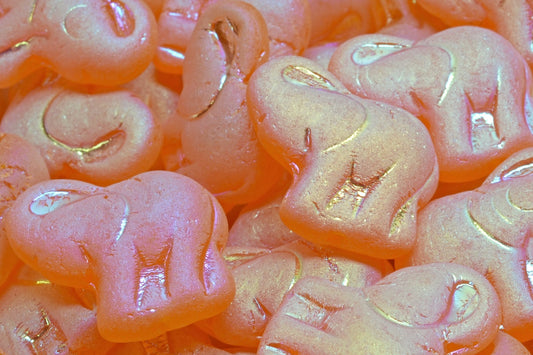 Elephant Beads, Transparent Yellow Matte Ab Full (2X Side) (80040-84100-28703), Glass, Czech Republic