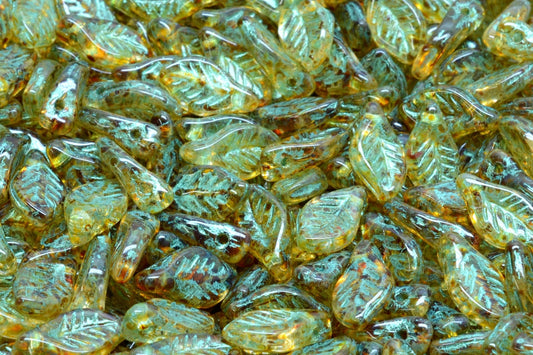 Bay Leaf Beads, Crystal Travertin 43814 (00030-86800-43814), Glass, Czech Republic