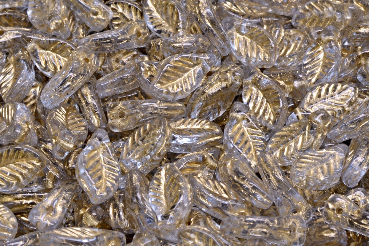 Bay Leaf Beads, Transparent Light Amethyst Gold Lined (20210-54302), Glass, Czech Republic