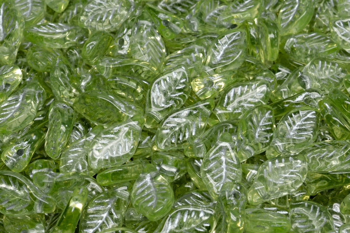 Bay Leaf Beads, Transparent Yellow Silver Lined (80130-54301), Glass, Czech Republic