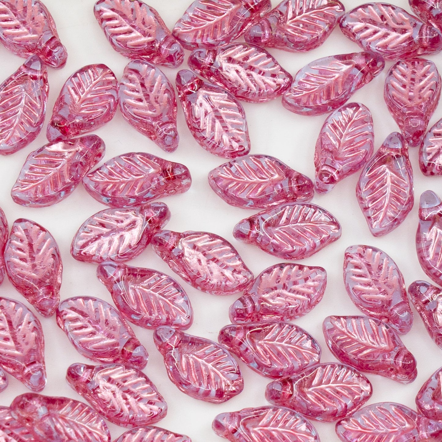 OUTLET 250g/50g Bay Leaf Beads, 6 x 12 mm, Light Purple Pink Lined (20210-54321), Glass, Czech Republic