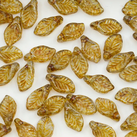 OUTLET 250g/50g Bay Leaf Beads, 6 x 12 mm, Light Purple Travertin (20210-86800), Glass, Czech Republic