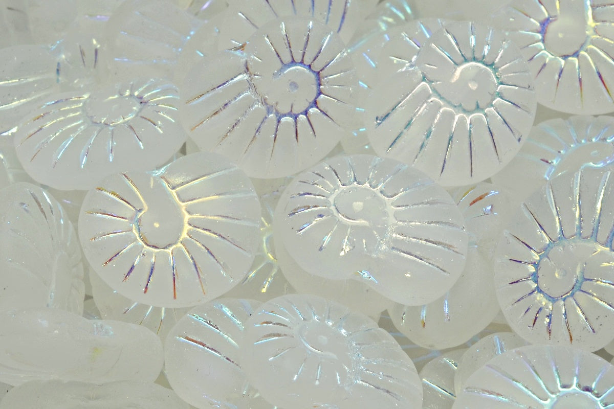 Shell Beads, Crystal Ab Full (2X Side) Matte (00030-28703-84100), Glass, Czech Republic