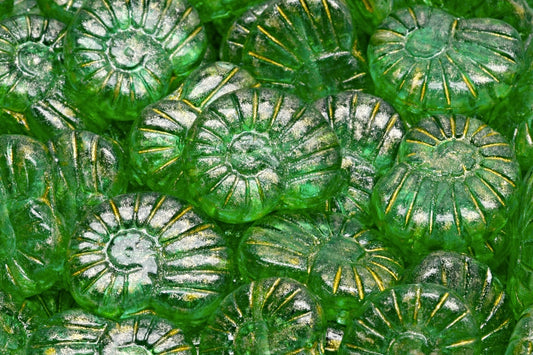 Shell Beads, Crystal Light Turquoise Light Yellow (00030-34309-34302), Glass, Czech Republic