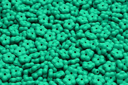 OUTLET 10 grams Forget Me Not Beads, 5 x 5 mm, White Bright Green Matte (02010-22M17), Glass, Czech Republic