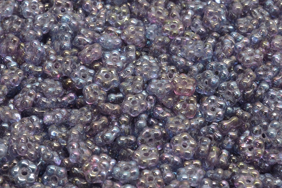 Forget Me Not Beads, Transparent Blue Nebula (30020-15001), Glass, Czech Republic