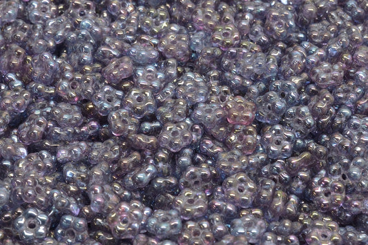 Forget Me Not Beads, Transparent Blue Nebula (30020-15001), Glass, Czech Republic