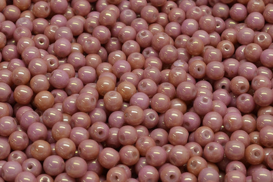 Round Druck Beads, White Luster Red Full Coated (02010-14495), Glass, Czech Republic