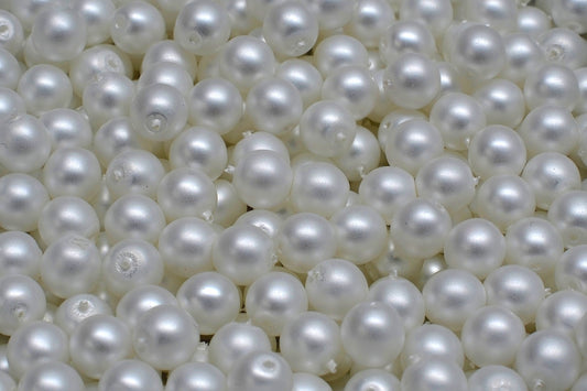 OUTLET 10 grams Round Druck Beads, 6 x 6 mm, White 70502 (02010-70502), Glass, Czech Republic