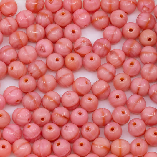 OUTLET 250g/50g Round Druck Beads, 6 x 6 mm, Silky Pink (76027), Glass, Czech Republic
