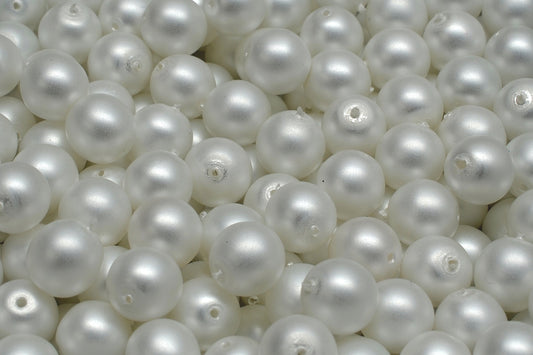 OUTLET 10 grams Round Druck Beads, 8 x 8 mm, White 70502 (02010-70502), Glass, Czech Republic