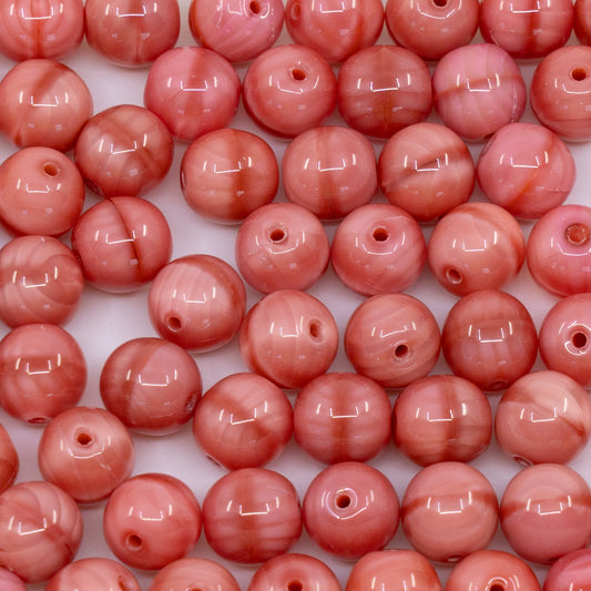 OUTLET 250g/50g Round Druck Beads, 8 x 8 mm, Silky Pink (76027), Glass, Czech Republic