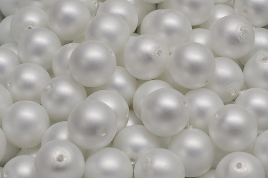 OUTLET 10 grams Round Druck Beads, 10 x 10 mm, White 70502 (02010-70502), Glass, Czech Republic