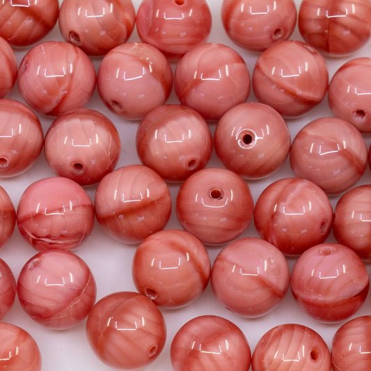 OUTLET 250g/50g Round Druck Beads, 10 x 10 mm, Silky Pink (76027), Glass, Czech Republic