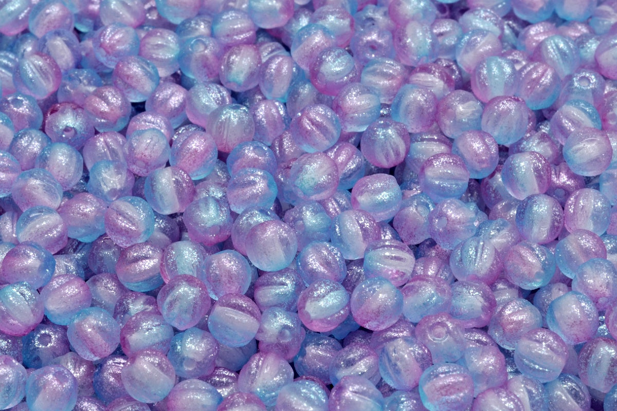 OUTLET 10 grams Melon Beads, 4 x 4 mm, Crystal Blue (00030-542003), Glass, Czech Republic