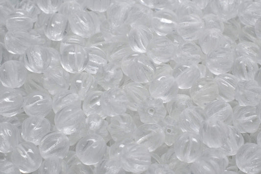 Melon Beads, Crystal (00030), Glass, Czech Republic