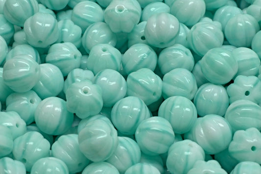 Melon Beads, Light Green (07524), Glass, Czech Republic