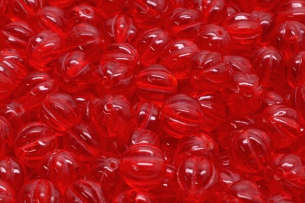 Melon Beads, Transparent Red (90090), Glass, Czech Republic