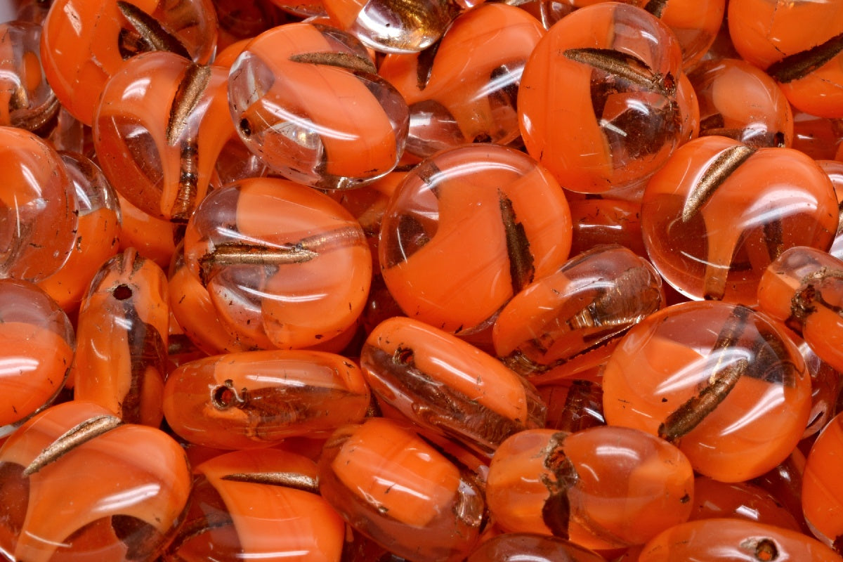 Apple Shaped Beads, 96017 Bronze Lined (96017-54317), Glass, Czech Republic