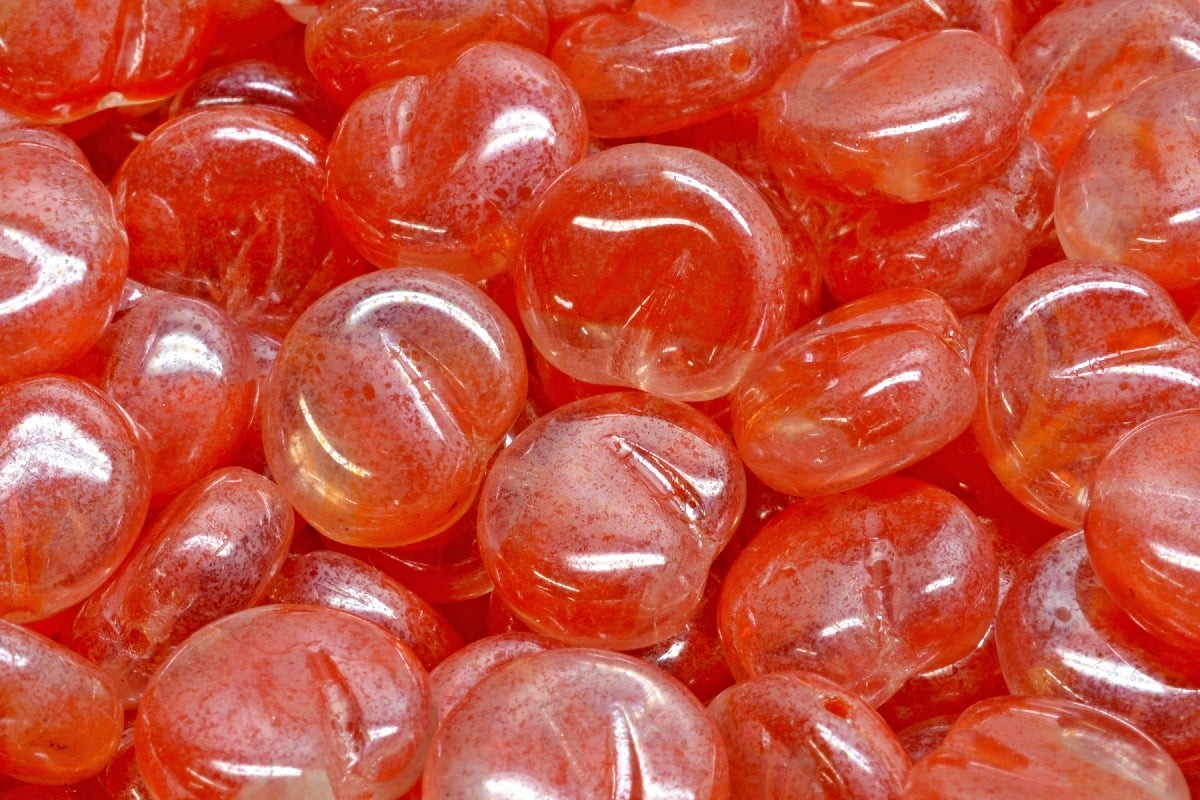 Apple Shaped Beads, Mix Orange Red Hematite (96027-14400), Glass, Czech Republic