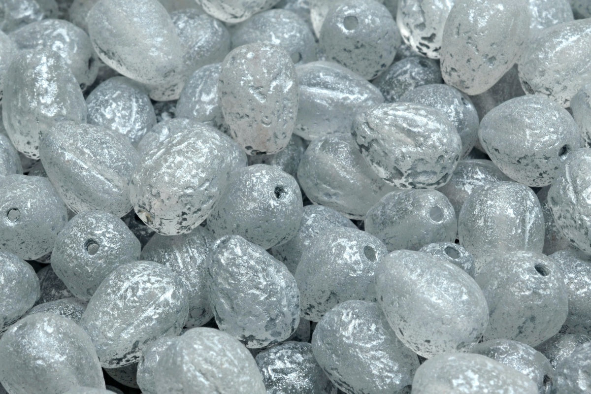 OUTLET 10 grams Drop Melon Beads, 11 x 9 mm, Crystal Etched Silver Lined (00030-ETCH-54301), Glass, Czech Republic