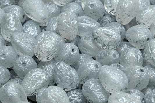 OUTLET 10 grams Drop Melon Beads, 11 x 9 mm, Crystal Etched Silver Lined (00030-ETCH-54301), Glass, Czech Republic