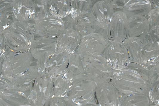 Drop Melon Beads, Crystal (00030), Glass, Czech Republic