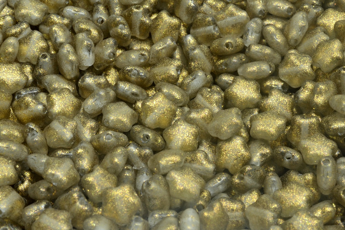 Flat Star Beads, Crystal Gold (00030-542013), Glass, Czech Republic