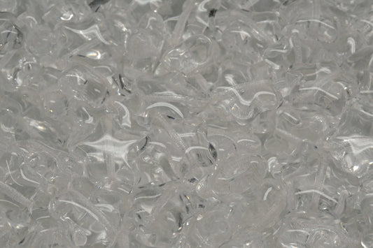 Flat Star Beads, Crystal (00030), Glass, Czech Republic