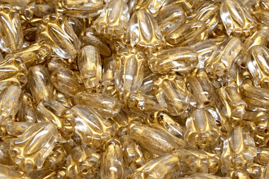 OUTLET 10 grams Tulip Bud Beads, 12 x 8 mm, Crystal Gold Lined (00030-54302), Glass, Czech Republic